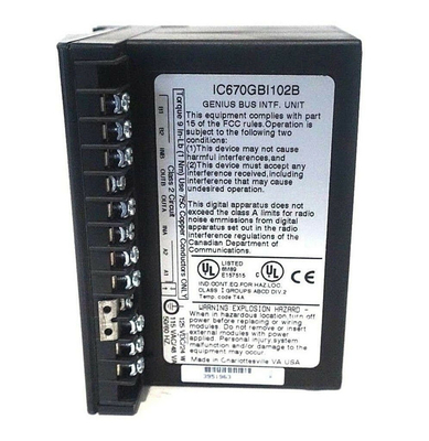 IC670GBI102 GE Fanuc GE फील्ड I/O 120Vac/125Vdc पावर्ड जीनियस बस इंटरफेस यूनिट जनरल इलेक्ट्रिक